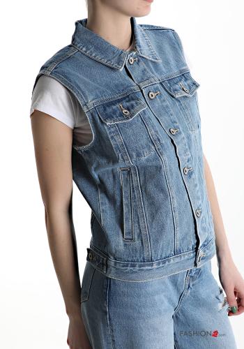 Veston en Coton en denim à boutons avec poches - ph 3