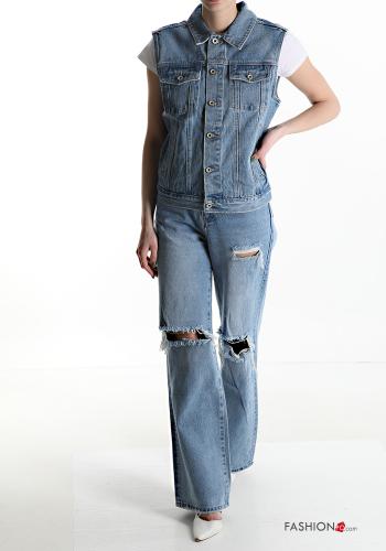 Veston en Coton en denim à boutons avec poches - ph 5