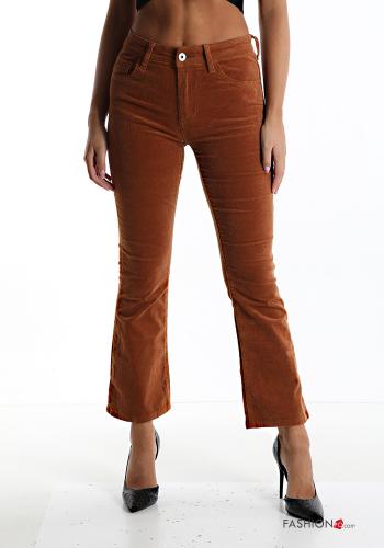 Pantalone in Cotone a zampa in velluto con tasche