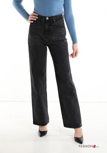 Jeans en Coton avec poches avec fermeture éclair