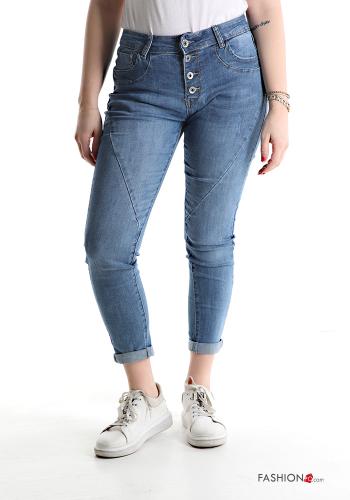 Jeans in Cotone denim skinny con tasche