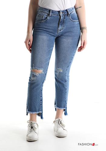 Jeans en Coton déchiré avec poches