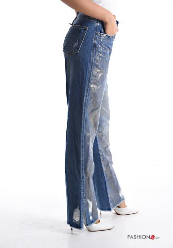 wide leg metallisiert Jeans aus Baumwolle mit Taschen - ph 3