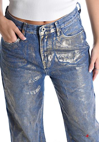 wide leg metallisiert Jeans aus Baumwolle mit Taschen - ph 4