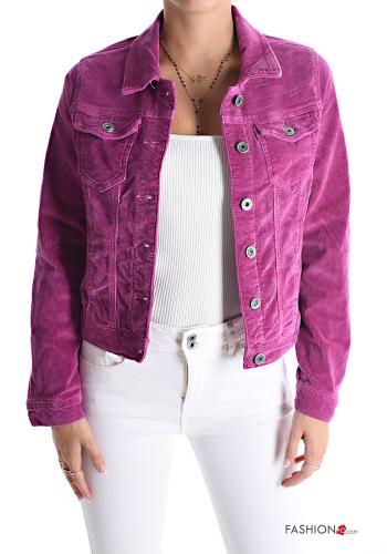 Velvet Ribbed Cotton Jacket with buttons with pockets - ph 1