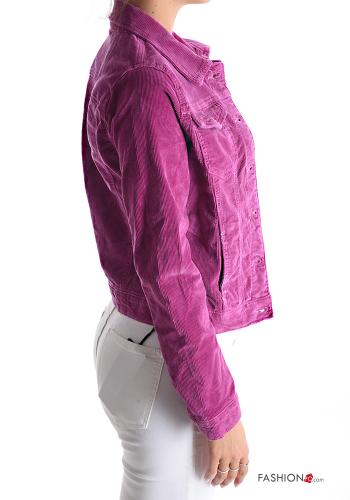 Velvet Ribbed Cotton Jacket with buttons with pockets - ph 3