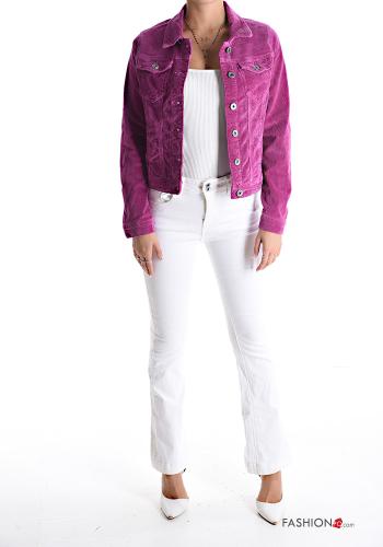 Velvet Ribbed Cotton Jacket with buttons with pockets - ph 5