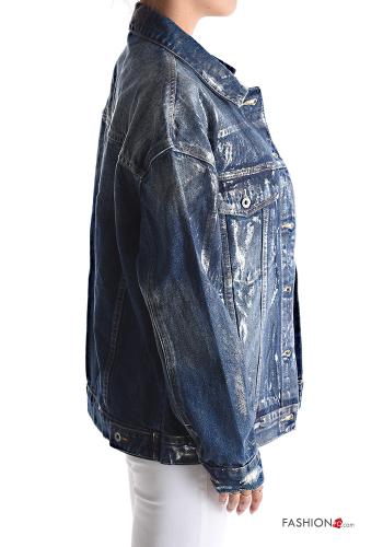 Veste en Coton en denim métallique à boutons avec poches - ph 3