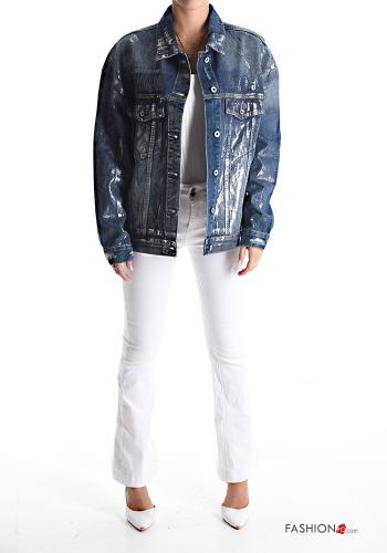 Veste en Coton en denim métallique à boutons avec poches - ph 5