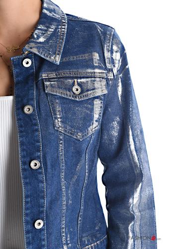 denim metallic Cotton Jacket with buttons with pockets - ph 4