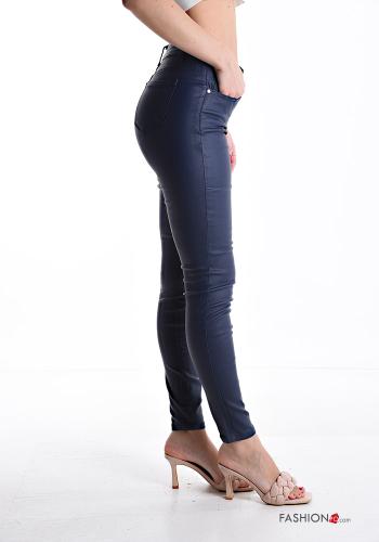 Pantalon faux cuir skinny à boutons avec fermeture éclair avec poches - ph 3