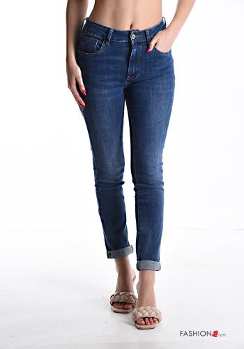Denim skinny Jeans aus Baumwolle mit Taschen mit Reißverschluss - ph 1