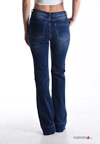 Jeans in Cotone denim a zampa con tasche con zip - ph 2