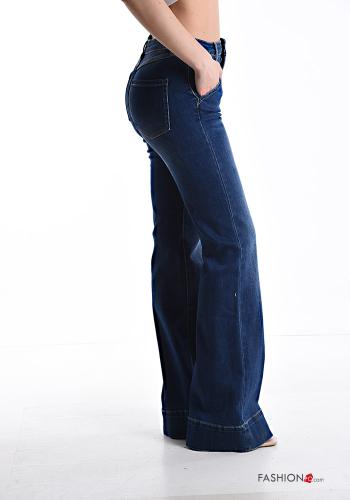 Jeans in Cotone denim a zampa con tasche con zip - ph 3