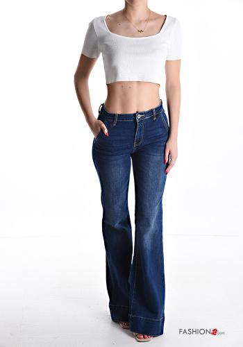 Jeans in Cotone denim a zampa con tasche con zip - ph 5
