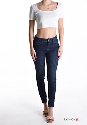 Vaqueros de Algodón tela vaquera skinny con bolsillos con cremallera - ph 5