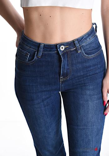 ausgestellte hoher Taille Jeans aus Baumwolle mit Taschen mit Reißverschluss - ph 4