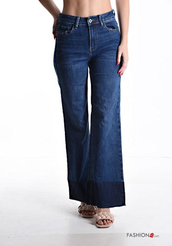 Denim ausgestellte Jeans aus Baumwolle mit Taschen mit Reißverschluss - ph 1