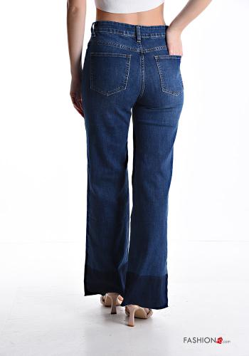 Denim ausgestellte Jeans aus Baumwolle mit Taschen mit Reißverschluss - ph 2