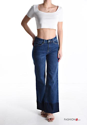 Denim ausgestellte Jeans aus Baumwolle mit Taschen mit Reißverschluss - ph 5