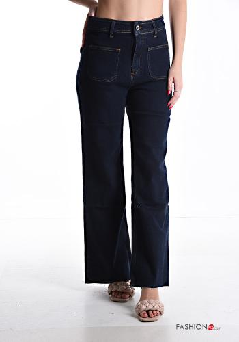 Jeans en Coton en denim avec poches avec fermeture éclair