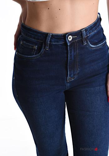 Jeans en Coton évasé taille haute à boutons avec fermeture éclair avec poches - ph 4