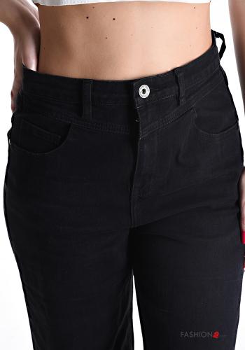 wide leg Jeans aus Baumwolle mit Knöpfen mit Reißverschluss mit Taschen - ph 4