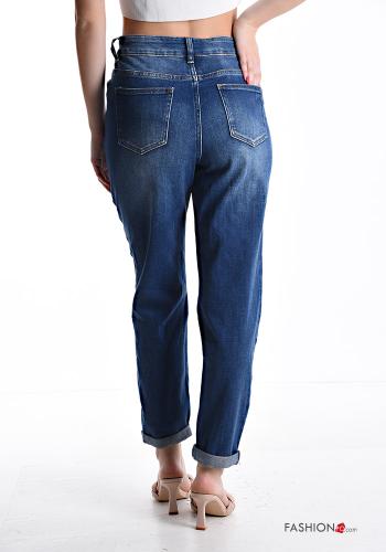 Jeans in Cotone denim strappati con tasche con zip - ph 2