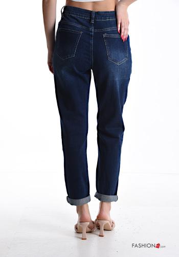 Denim zerrissene destroyed Jeans aus Baumwolle mit Taschen mit Reißverschluss - ph 2