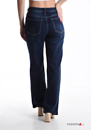 Denim wide leg Jeans aus Baumwolle mit Taschen mit Reißverschluss - ph 2