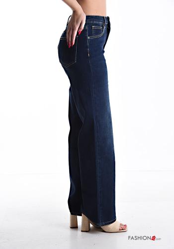 Denim wide leg Jeans aus Baumwolle mit Taschen mit Reißverschluss - ph 3