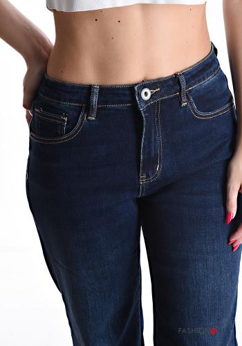 Denim wide leg Jeans aus Baumwolle mit Taschen mit Reißverschluss - ph 4