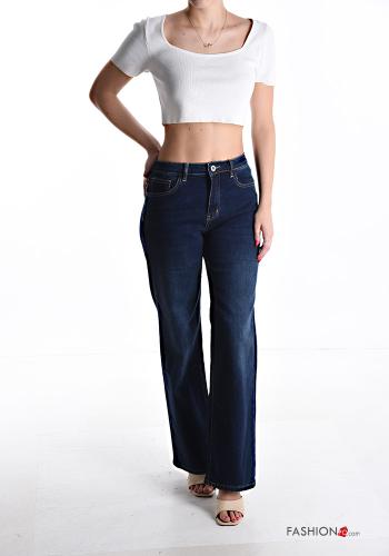 Denim wide leg Jeans aus Baumwolle mit Taschen mit Reißverschluss - ph 5