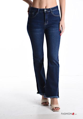 Jeans en Coton en denim évasé avec poches avec fermeture éclair