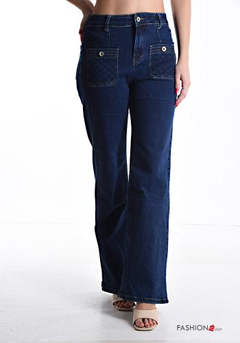 Jeans en Coton wide leg avec poches avec fermeture éclair - ph 1