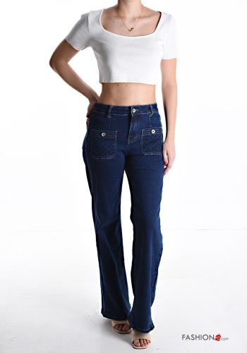 Jeans en Coton wide leg avec poches avec fermeture éclair - ph 5