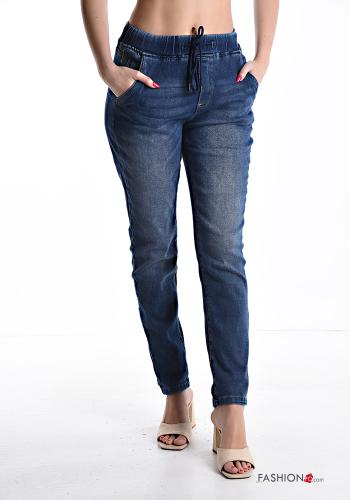 Jeans in Cotone con tasche con elastico