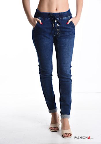 Jeans aus Baumwolle mit Knöpfen mit gummizug mit Taschen