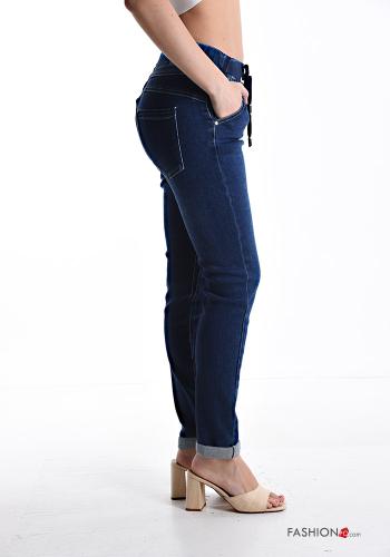 Jeans aus Baumwolle mit Knöpfen mit gummizug mit Taschen - ph 3