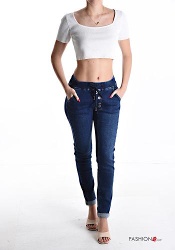 Jeans aus Baumwolle mit Knöpfen mit gummizug mit Taschen - ph 5