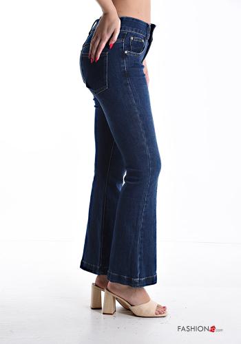 Jeans en Coton évasé avec poches avec fermeture éclair - ph 3