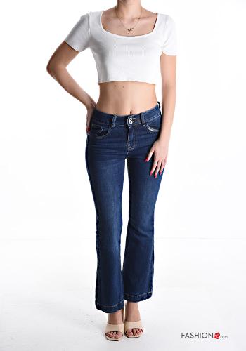 Jeans en Coton évasé avec poches avec fermeture éclair - ph 5