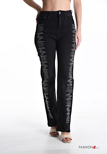 Jeans in Cotone con zip con tasche con borchie - ph 1