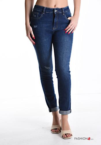 skinny Cotton Jeans with pockets with zip - ph 1