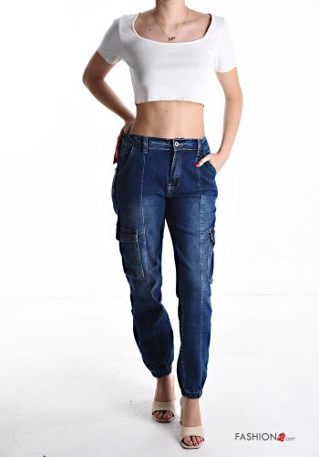 Jeans aus Baumwolle mit Knöpfen mit Reißverschluss mit Taschen - ph 5