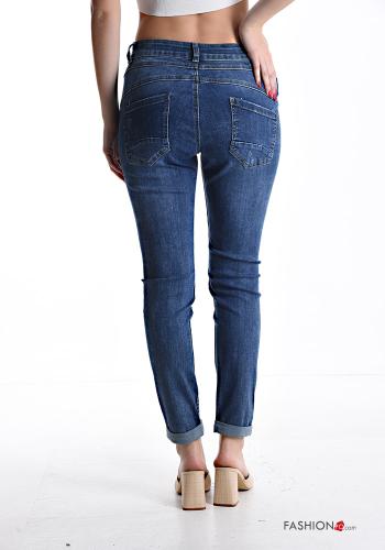 Jeans in Cotone skinny con tasche con bottoni con zip - ph 2