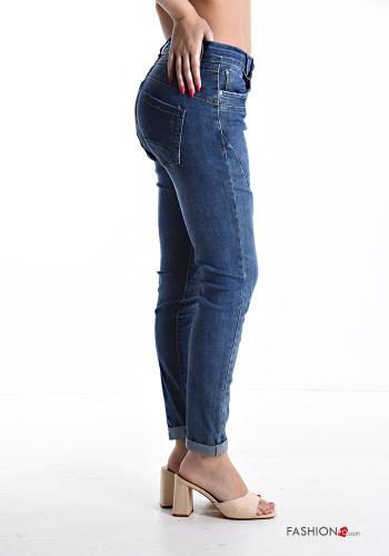 Jeans in Cotone skinny con tasche con bottoni con zip - ph 3