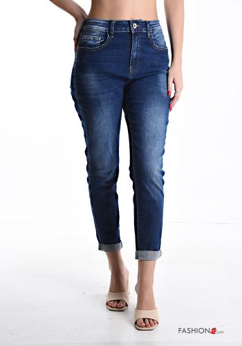 Jeans aus Baumwolle mit Knöpfen mit Reißverschluss mit Taschen - ph 1
