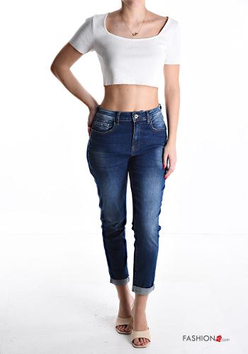 Jeans aus Baumwolle mit Knöpfen mit Reißverschluss mit Taschen - ph 5