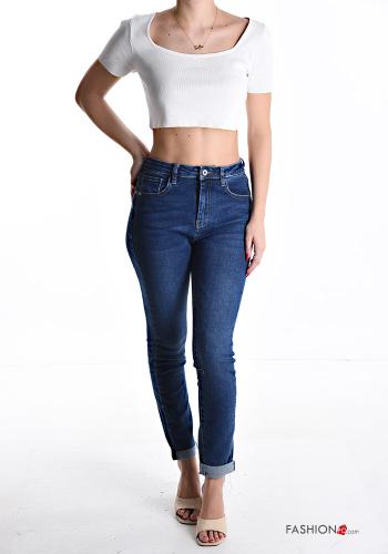 skinny Jeans aus Baumwolle mit Taschen mit Reißverschluss - ph 5